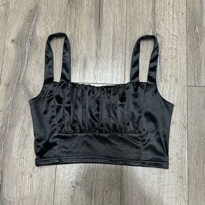 Black Silk Crop Top Size Medium
